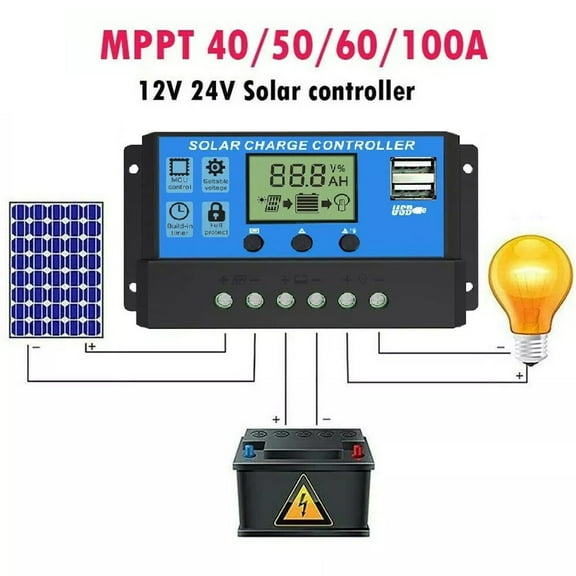TETSELF 30A 12V/24V MPPT MPPT Solar Charge Panel Regulator Charge Controller Auto Focus Tracking