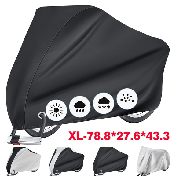 TETSELF Bicycle Cover, Waterproof Outdoor Bike Cover with UV Sun & Wind Protection, Dustproof with Lock Hole, Black