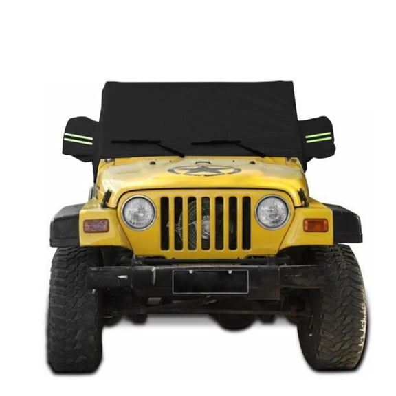 TETSELF Car Windshield Cover Winter Snow Ice Rain Dust Frost Guard Sun Shade Reusable Durable Anti UV Snowproof for Jeep Wrangler 2 Door CJ YJ TJ JK 1987-2021