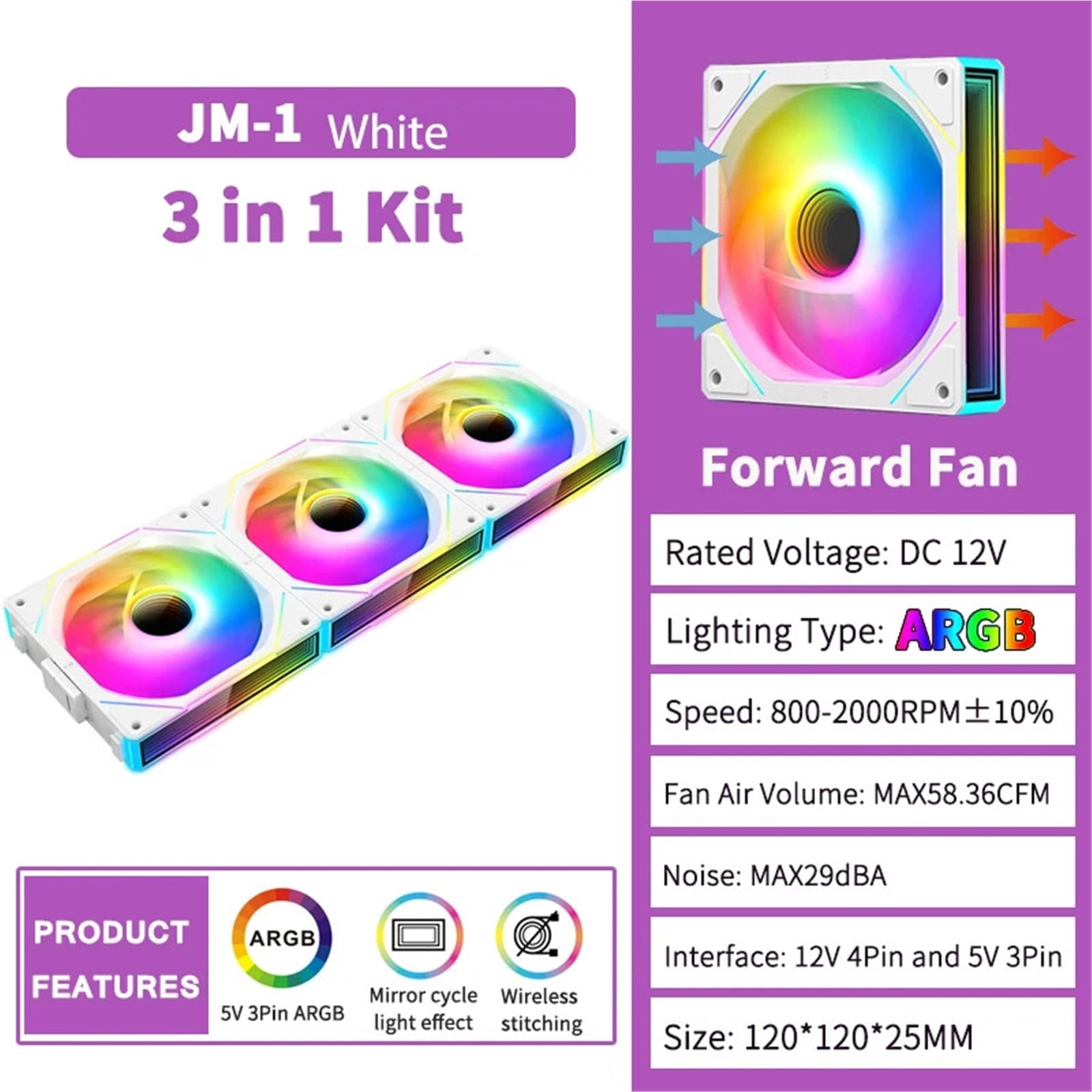 Fan Invinite Mirror TEUCER JM-1 120mm ARGB Chassis Fan Infinite Mirror Effect, PWM ...