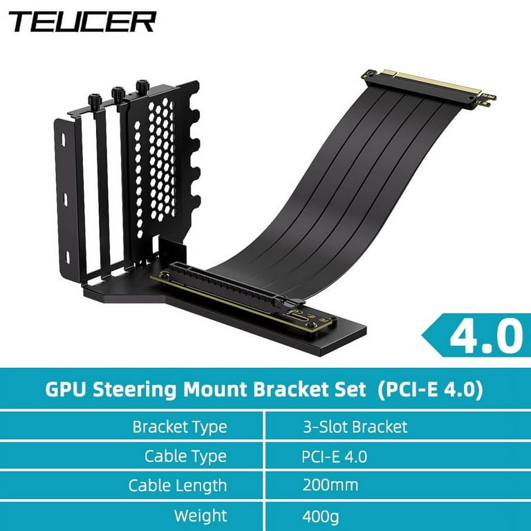 TEUCER L-Z3 GPU Vertical Mounting Bracket Kit, PCIe 4.0 X16 Riser