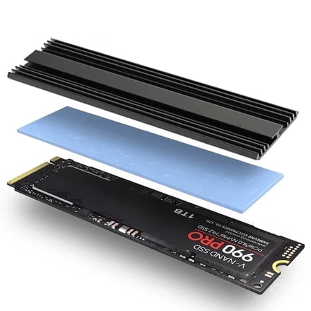 TEUCER M.2 SSD Heatsink for Desktop PC, Gaming PC, PS5 Heat Sinks with Thermal Pad, Black