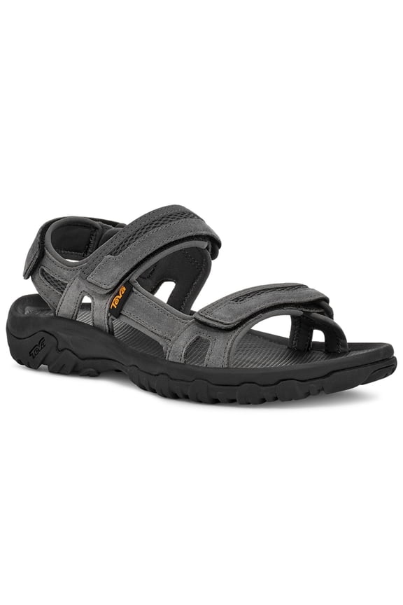 Mens Gray Mixed Media Hiking Arch Support Padded Hudson Round Toe Wedge Sandals Shoes 8