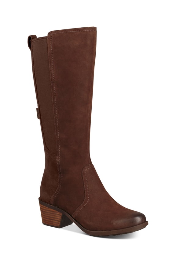 Womens Brown Waterproof Goring Padded Anaya Round Toe Block Heel Zip-Up Riding Boot 6.5