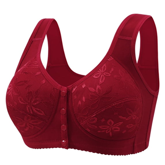 TEVEQ 3Pc Front Closure Bras for Older Women Front Snap Closure Padded Bra for Older Senior Women, No Underwire Full Coverage Comfortable Bra Everyday Seamless Bras Fashionable and Casual Front Anti
