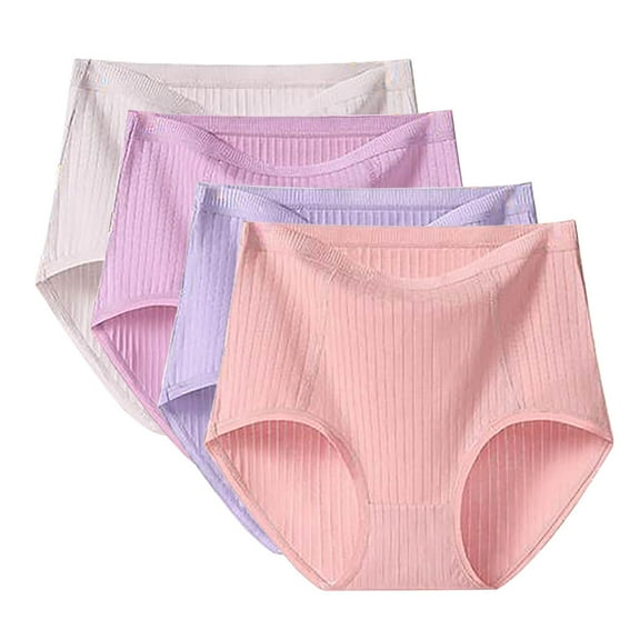 TEVEQ 4Pc Womens Underwear Full Coverage No Show Seamless Ladies Panties,Breathable Comfortable Panties,Soft Undies High Waisted Briefs Ladies Underwear Full Coverage Underwear for Women