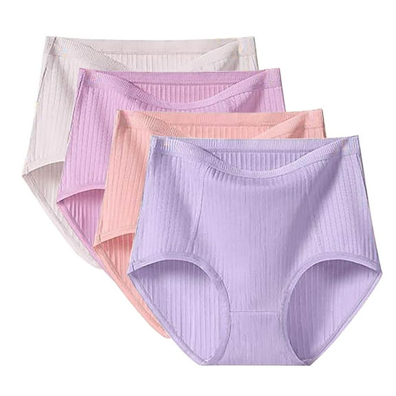 TEVEQ 4Pc Womens Underwear Full Coverage No Show Seamless Ladies Panties,Breathable Comfortable Panties,Soft Undies High Waisted Briefs Ladies Underwear Full Coverage Underwear for Women