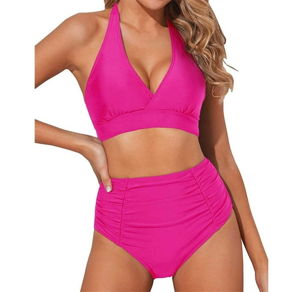 TEVEQ Bikini Set for Women Two Vintage Swimsuit Swim Suits for Women 2025 2 Piece Tankini Swimsuits for Women Tummy Control 2 Piece Swimsuit for Women High Waisted Modest Swimsuits for Women