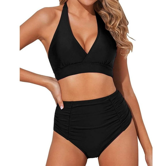 TEVEQ Bikini Set for Women Two Vintage Swimsuit Swim Suits for Women 2025 2 Piece Tankini Swimsuits for Women Tummy Control 2 Piece Swimsuit for Women High Waisted Modest Swimsuits for Women