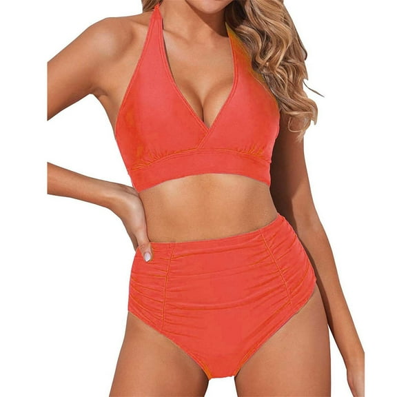 TEVEQ Bikini Set for Women Two Vintage Swimsuit Swim Suits for Women 2025 2 Piece Tankini Swimsuits for Women Tummy Control 2 Piece Swimsuit for Women High Waisted Modest Swimsuits for Women