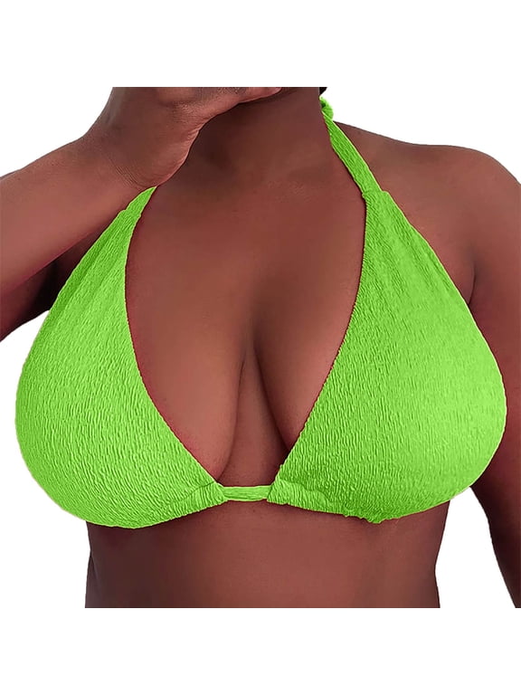 Bikini Tops for Women Women's Triangle Bikini Tops String Halter Push Up Padded Swimsuit Top Bag Plus Size Beach Bikini Large Backless Swimsuit Top for Women Green 4Xl