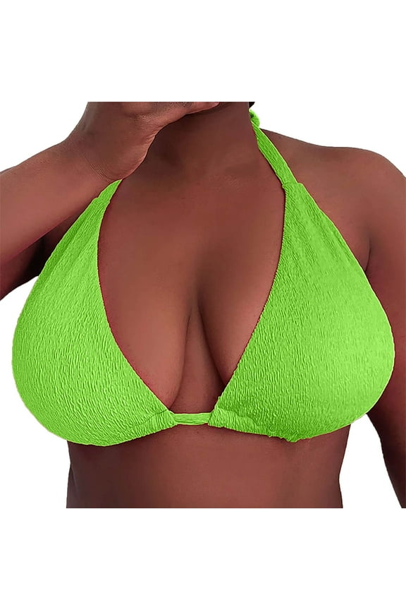 Bikini Tops for Women Women's Triangle Bikini Tops String Halter Push Up Padded Swimsuit Top Bag Plus Size Beach Bikini Large Backless Swimsuit Top for Women Green 3Xl
