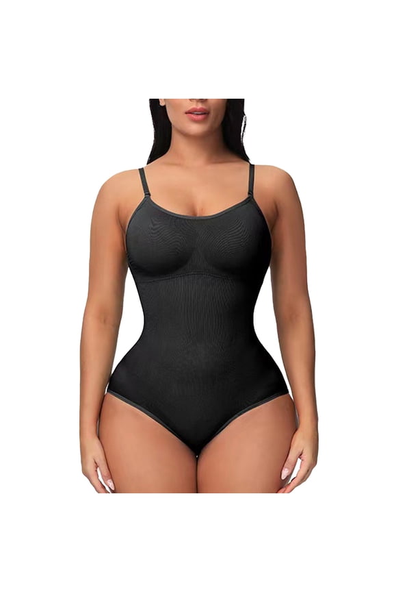 Bodysuit Shapewear for Women Shapewear Tummy Control Bodysuit Seamless Body Shaper Sleeveless Compression Tanks Tops Women's Tight Corset Top Underwear Solid Color Fashionable Jumpsuit Black L