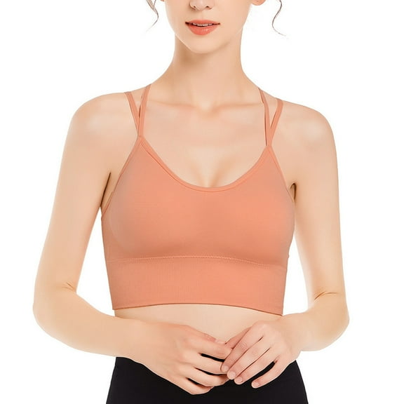 TEVEQ Bras for Women Comfort Seamless Bra, Cross Back Adjustable Bralette Bra, Wireless Everyday Bras for Women Back Sport Bras Padded Strappy Cropped Yoga Workout Fitness Low Impact Bras Womens Back