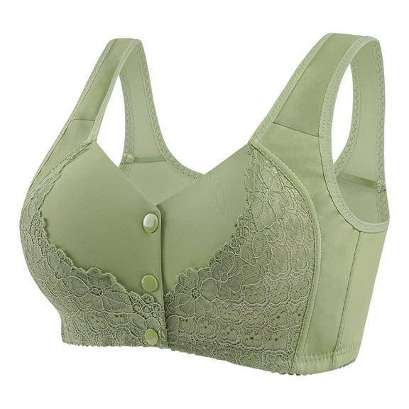 TEVEQ Bras for Women No Underwire Sports Bras for Women Women's Fashionable and Casual Front Buttoned Underwear for Elderly People Skin Friendly and Comfortable Bra Green 46