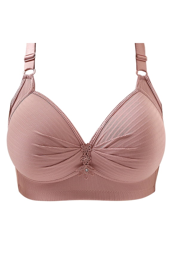 Bras for Women No Underwire Sports Bras for Women Women Lace Back Button Shaping Cup Adjustable Shoulder Strap Large Size Bra Pink 46
