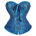 thumbnail image 1 of TEVEQ Corset Tops for Women Strapless 2025 Trendy Women's Corset Top Bustier Plus Size Women's Overbust Satin Floral Trim Women Bustier Corset Top Blue L, 1 of 5