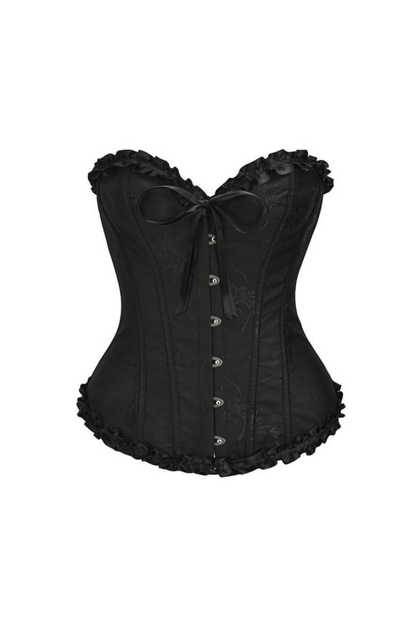 Corset Tops for Women Tube Tops Waist Trainer Tie Up Corset Shapewear Drawstrings Slim Push Up Wrapped Lace Corset Floral Bustier Gothic Corset Shapewear Black M