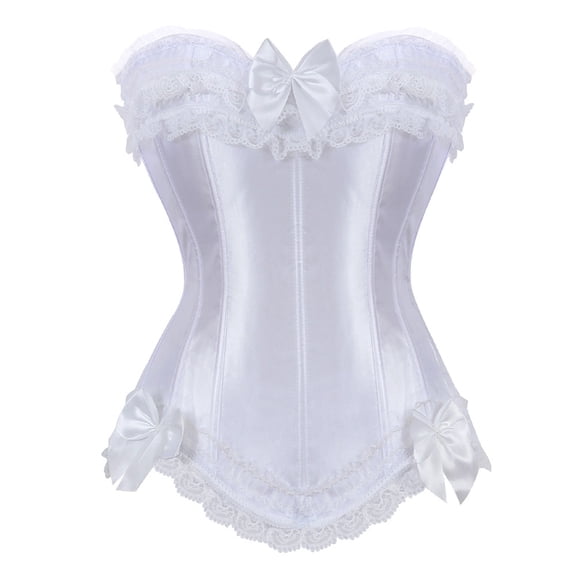 TEVEQ Corset Tops for Women Going Out Vintage Strapless Corset Crop Tube Top Bodyshaper Women's Boned Overbust Corset Bustier Bodyshaper Top White Xs