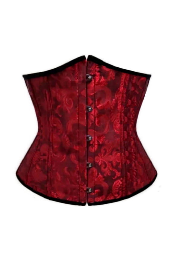 Corset Tops for Women Strapless 2025 Trendy Women's Boned Brocade Waist Training Underbust Corset Wine Xl