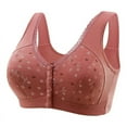thumbnail image 1 of TEVEQ Daisy Bras for Older Women Smoothing Padded Bralette Floral Plus Size Bra Sleep Yoga Bras Front Closure Front Button Bras Front Opening Bra Front Snap Closure Bras Comfort Tshirt Bra Coffee 4XL, 1 of 8