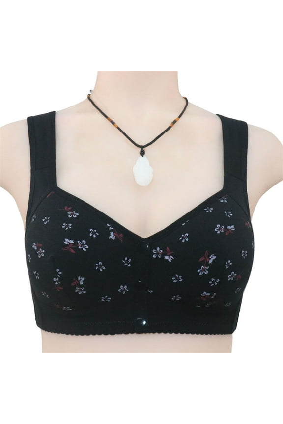 Daisy Lace Bra for Women Cotton Soft Bra Convenient Support Bras Push Up Bras Full Coverage Bras Breathable Bras No Underwire Comfort Tshirt Bra Front Snap Closure Bras Snap Closing Bra 60