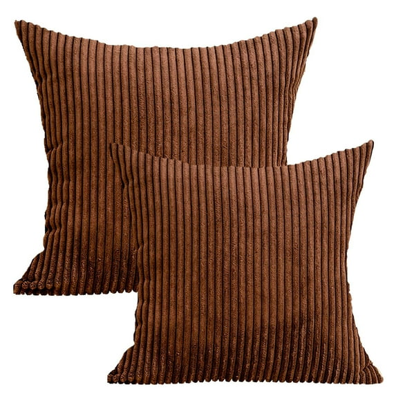 TEVEQ Decorative Throw Pillow Covers 20x20 Set of 2, Soft Plush Flannel Double-Sided Fluffy Couch Pillow Covers for Sofa Living Room Home Decor, Khaki