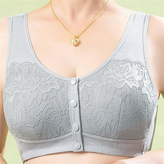 TEVEQ Front Closure Bras for Older Women Front Snap Closure Padded Bra for Older Senior Women, No Underwire Full Coverage Comfortable Bra Everyday Seamless Bras Bras for Older Women 3 Front Closure E