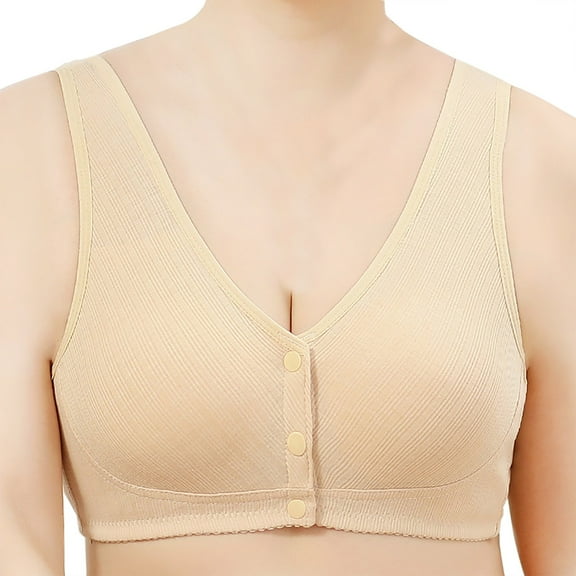 TEVEQ Front Closure Bras for Older Women Front Snap Closure Padded Bra for Older Senior Women, No Underwire Full Coverage Comfortable Bra Everyday Seamless Bras Front Bra Front Closure Sports Bras Co