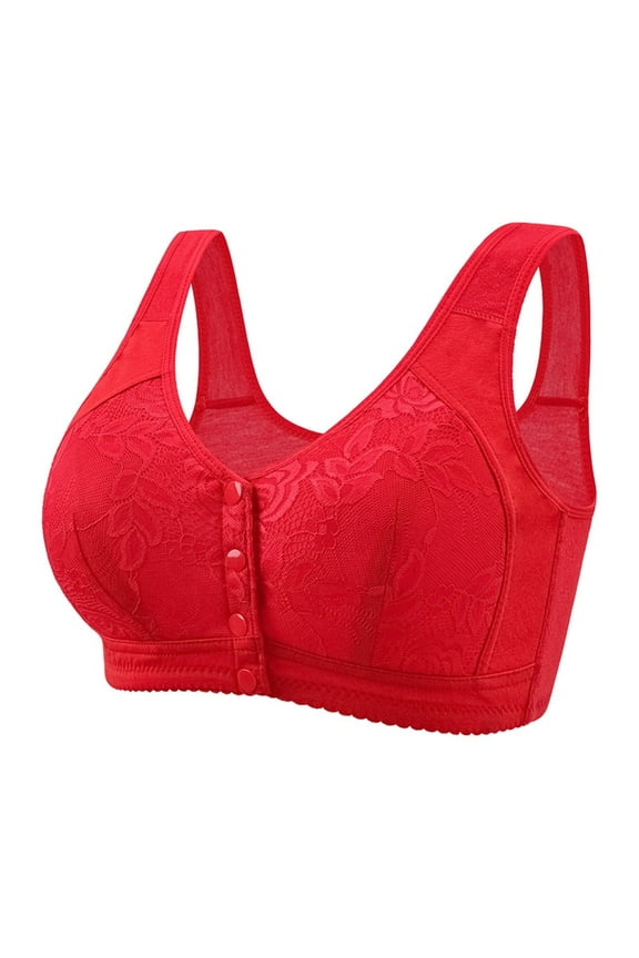 Front Closure Bras for Older Women Front Snap Closure Padded Bra for Older Senior Women, No Underwire Full Coverage Comfortable Bra Everyday Seamless Bras Bras for Older Women Convenient Front