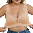 thumbnail image 1 of TEVEQ Front Closure Bras for Women Seamless Wireless Push Up Bra No Underwire Full Coverage Comfort Bras Front Buttoned Back Lace Thin Plus Size Close In Bra for Women Khaki Xxl, 1 of 8