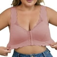 thumbnail image 1 of TEVEQ Front Closure Bras for Women Seamless Wireless Push Up Bra No Underwire Full Coverage Comfort Bras Front Buttoned Back Lace Thin Plus Size Close In Bra for Women Rose Gold 3Xl, 1 of 7