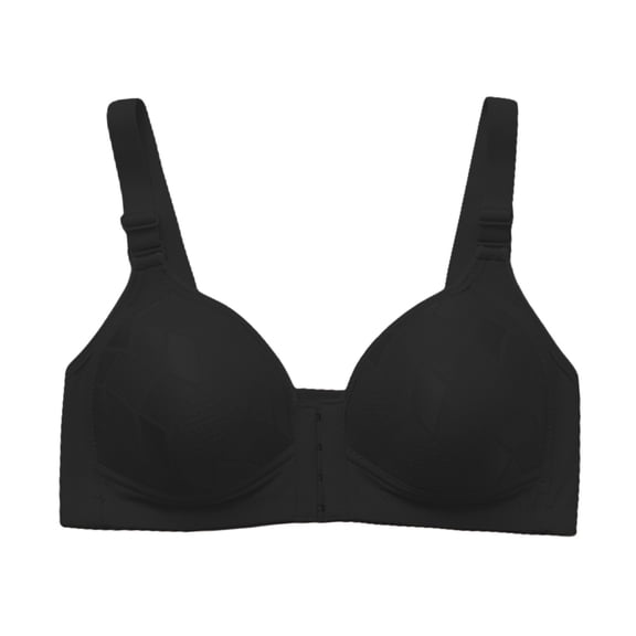 TEVEQ Front Closure Bras for Women Wireless Bralett Seamless V-Neck Lightweight T-Shirts Bra Thin Comfortable Breathable Back Gathering Anti Sagging Front Buttoned Vest for Adjustable Bra Black 3Xl