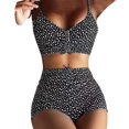 thumbnail image 1 of TEVEQ Ladies Summer Casual Two Retro Floral Print High Waist Swimming Suspenders Top Swim Suits for Women 2025 Bikini Sets for Women Bathing Suit for Women Bikini 2025 New Triangle Bikini Sets, 1 of 7