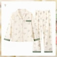 thumbnail image 1 of TEVEQ Lightweight Pajamas for Women Set Flower Print Graphic Button Down Casual Soft Lapel Neck Pj Long Sets 2025 Fall Outfit Loose Plus Size Mom's Cotton Pajamas Long Sleeved Pants Set Blue L, 1 of 4