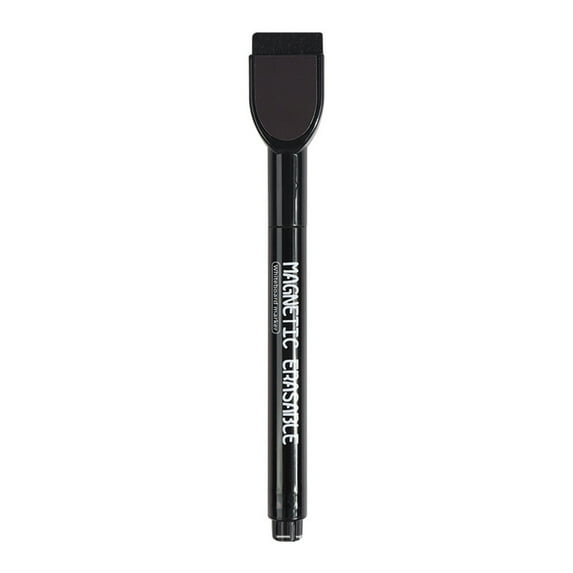 TEVEQ Magnetic Black Dry Erase Markers, 12 Count Fine Tip Whiteboard Markers with Eraser, Thin Markers Low Odor for Classroom, Office, Home
