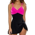 thumbnail image 1 of TEVEQ One Piece Swimsuit Women Tummy Control Swim Suits for Women 2025 Trendy Womens Swimsuit Bathing Suit Gold Metal Tie Knot 2025 Swim Dress Hot Pink M, 1 of 5