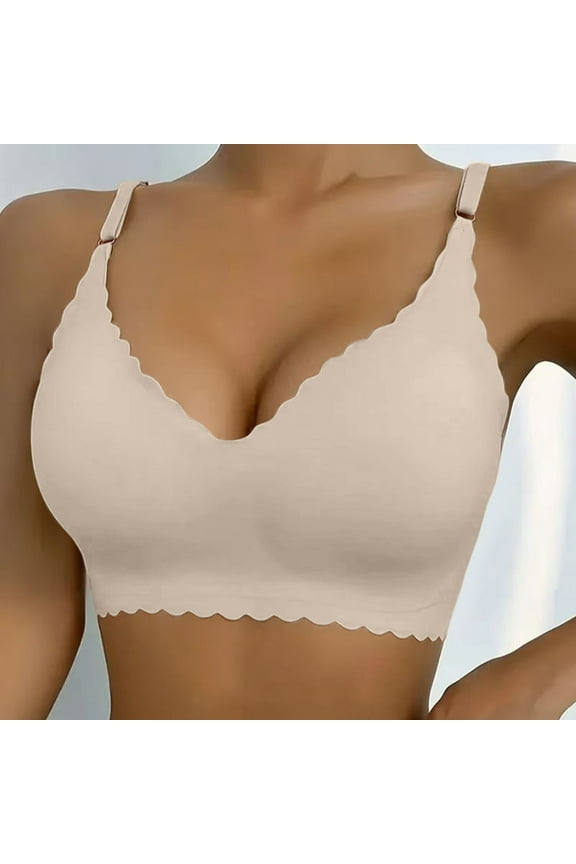Push Up Bras for Women High Support No Underwire Wireless Bra Full Coverage Padded Support Bra for Lift Bralette Everyday Seamless Tshirt Bras Deep V Petal Bra No Underwear Soft Wireless Bra Co