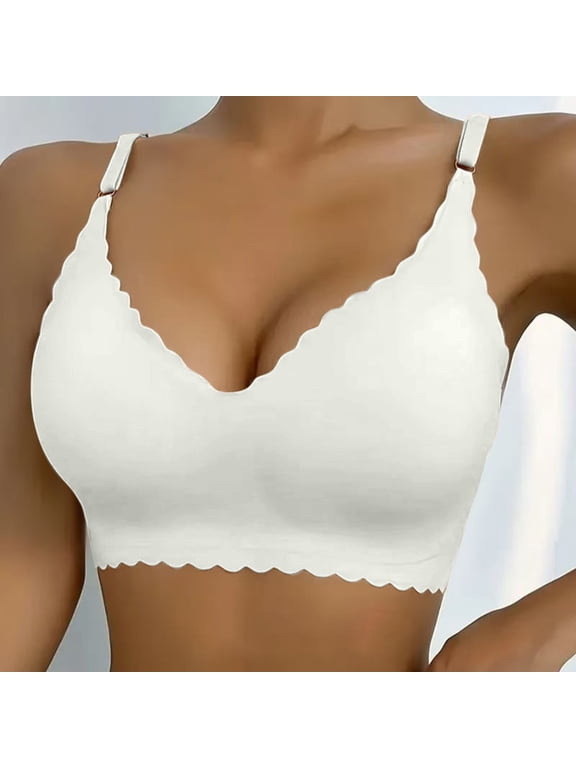 Push Up Bras for Women High Support No Underwire Wireless Bra Full Coverage Padded Support Bra for Lift Bralette Everyday Seamless Tshirt Bras Deep V Petal Bra No Underwear Soft Wireless Bra Co