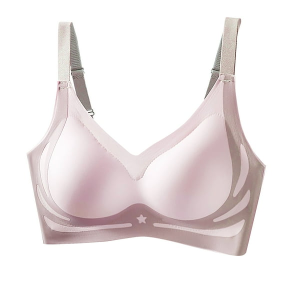 TEVEQ Seamless Bras for Women, Full Coverage No Underwire Bras for Everyday, Push Up Wireless Bra for Women Soft and Lightly Big Size Comfortable Gathering Yoga Sleep Breathable Bra Pink L
