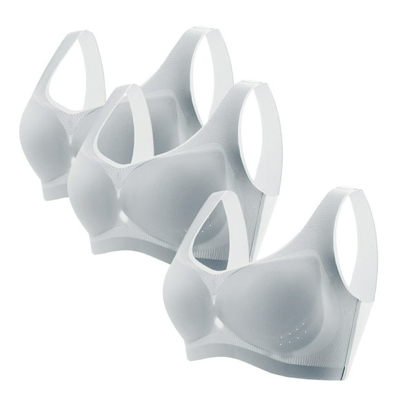 TEVEQ Seamless Wireless Bra for Women with Support - No Underwire Full Coverage Push Up Comfort Bras Smoothing Bralettes Breathable Mesh Cup Thin Style for Without Underwire Large Size Bra Grey M