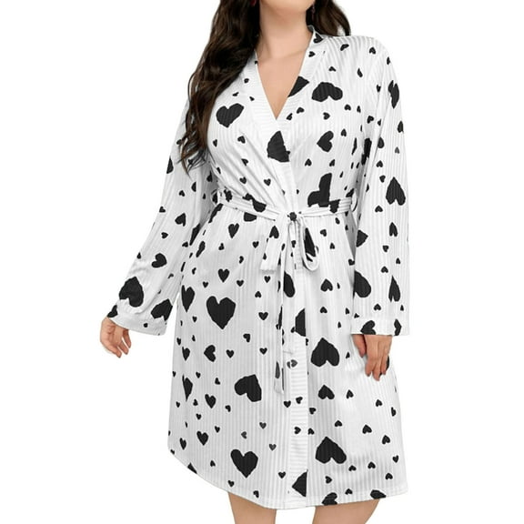 TEVEQ Short Robes for Womens Lightweight, Soft Womens Robe Spa Ladies Bathrobe Long Sleeve Kimono Robes Knee Length Sleepwear V-Neck Casual Ladies Loungewear Robes Elegant Ribbon Sleepwear Black Xl