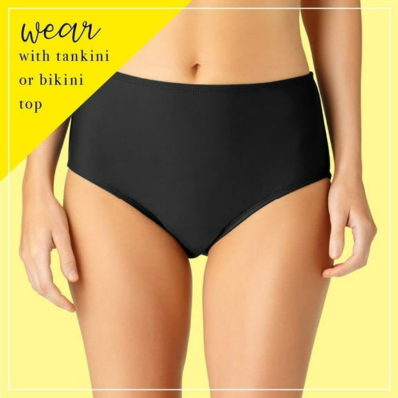 TEVEQ Shorts 82% Nylon 18% Spandex High Waist Daily Woman Bikini Bottoms for Women Womens Bikini Bottom Low Waisted Bathing Swimsuit Bathing Suit Bottoms Cheeky Black L