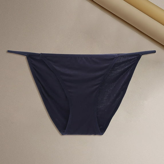 TEVEQ No Show Panties for Women Bikini Underwear Low Rise Comfortable Briefs Seamless Breathable Soft Stretch Invisible Panties Women's Solid Color String Bikini Panty Stretch Briefs Black M