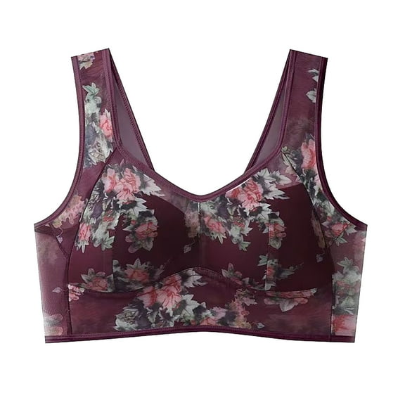 TEVEQ Sports Bras for Women High Support Full Coverage High Support Bras for Women Adjustable Strap Full Coverage Up Bras Comfortable No Underwire Wireless Bras Purple L