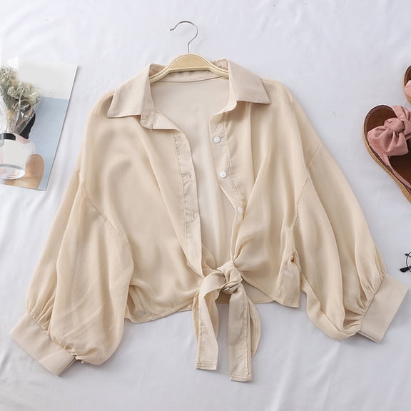 TEVEQ Spun Small Jacket Shirt Summer Kinds Of Loose Small Outer Wear Clothing Women Cardigan with Thin Small Upper Garment Swimsuit Coverup for Women Cover Ups for Swimwear Women 2025 New Khaki L
