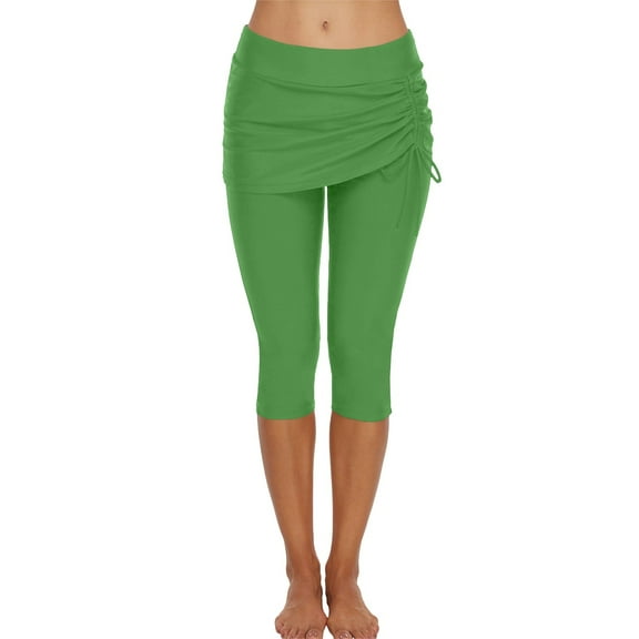 TEVEQ Swimming Water Pants Skirted Swim Shorts Cropped Capri Surf Leggings Wetsuit Pants Uv Boardshorts for Women Swim Capris Athletic Skirted Leggings Cozy Cropped Pants Solid Soft Pajams Pants