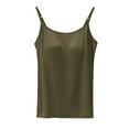 thumbnail image 1 of TEVEQ Tank Tops for Women 2025 Built In Shelf Bra Spaghetti Strap Summer Camisole Slim Fit Sleeveless Women with Chest Pads Five Fingers Without Bra Cups One Sports Camisole Green M, 1 of 4