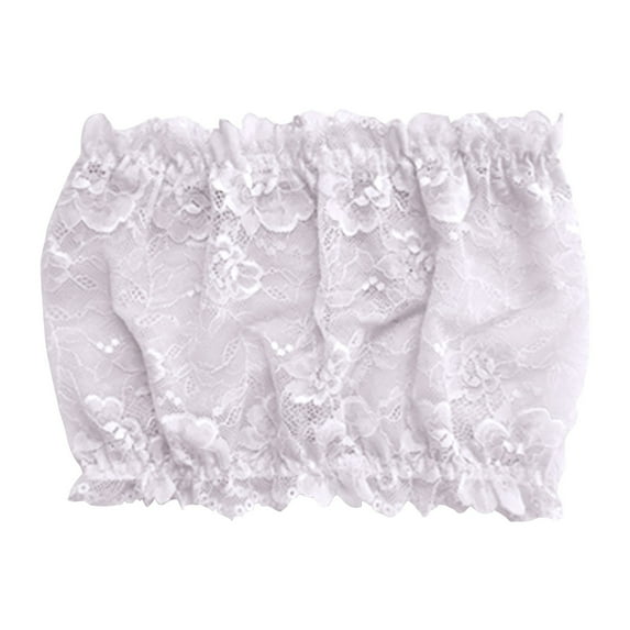 TEVEQ Women Lace Tube Tops Modesty Panel Cleavage Cover for Low Neckline Lace Strapless Bra Bandeau Top Chest Wrap Girls Panel Cover for Neckline Lace Strapless Bra Top Chest Wrap Girls Pink Xl
