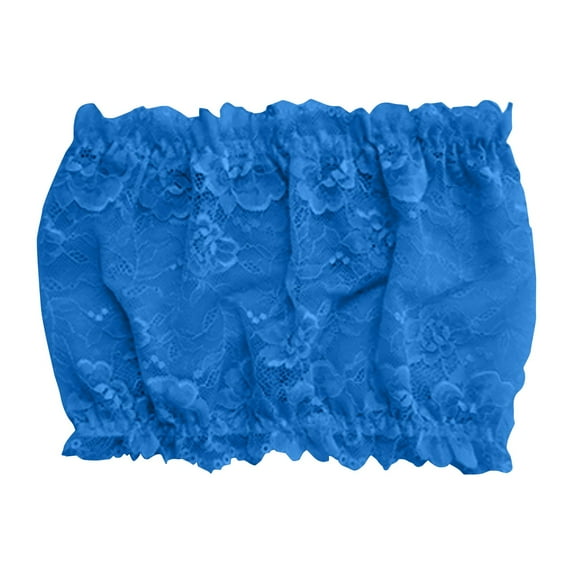 TEVEQ Women Lace Tube Tops Modesty Panel Cleavage Cover for Low Neckline Lace Strapless Bra Bandeau Top Chest Wrap Girls Panel Cover for Neckline Lace Strapless Bra Top Chest Wrap Girls Blue Xl